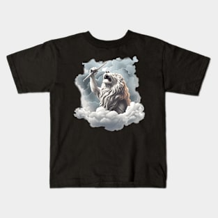 Lion With A Trumpet In the Clouds Kids T-Shirt